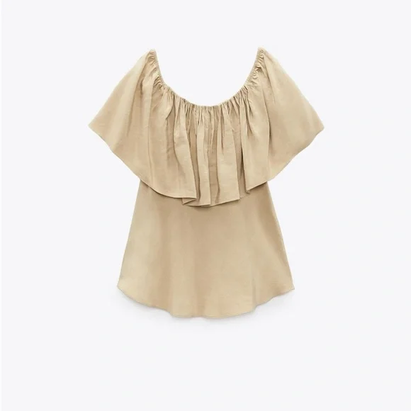 Zara Off-Shoulder Ruffle Top Blouse Shirt New With Tags!